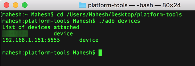 connect android with mac without usb and use adb