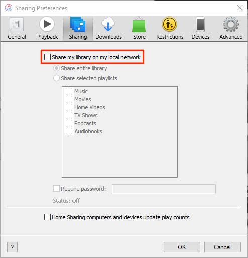 How To Disable iTunes Library Sharing image - disable-itunes-sharing