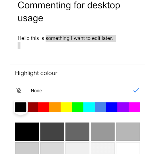 Highlight &amp; Comment On The Google Docs App For Easier Desktop Editing image 2 - google-docs-mobile-highlighting-1