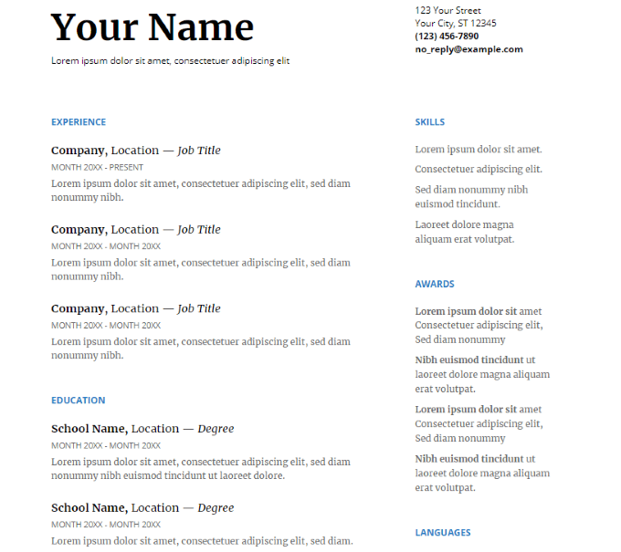 format columns on word for a resume on a mac