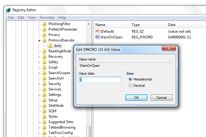 Why Do iOS Links Open Automatically? image 8 - registry-editor-warnonopen-itms