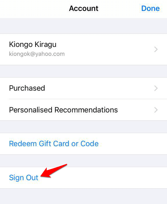 how to sign out of app store