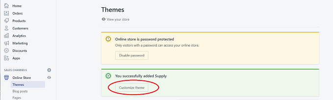 Selecting a Store Theme image 4 - Customize