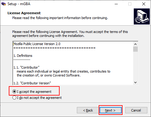 Installing The mGBA Emulator image 3 - mGBA-Setup-License