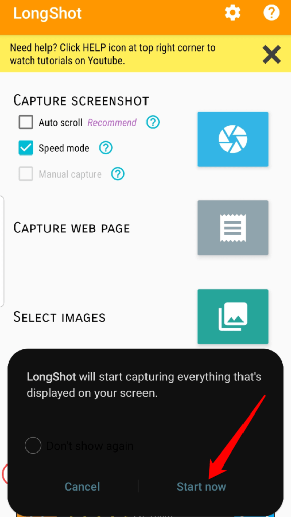 Using a Third-Party App image 5 - scrolling-screenshot-android-longshot-start-now