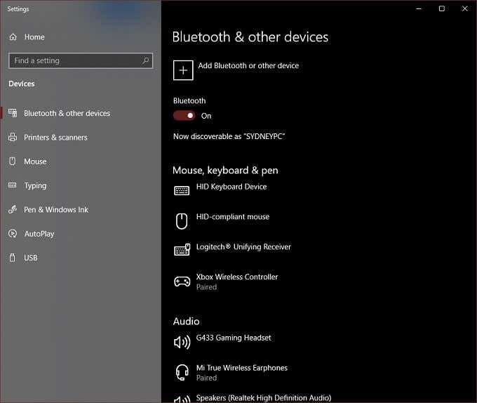 Connecting a (Bluetooth) Xbox Controller To a Windows PC image 3 - BT-Menu