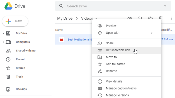 How to Send Large Videos Using Cloud Services image 2 - google-drive-share-link