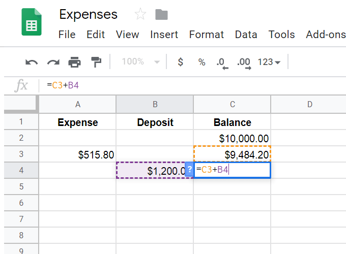 add calculations to a column for google doc spreadsheet on a mac