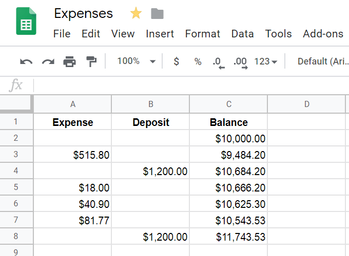 Automatically Add & Subtract In a Spreadsheet image 5 - google-sheets-balances