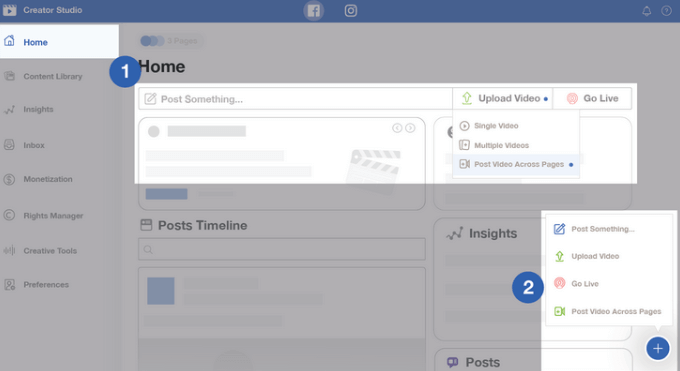 Livestream on Facebook’s Creator Studio image - home-tab