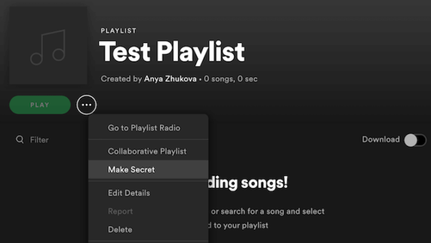 private session spotify web player