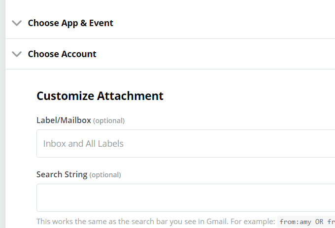 Automatically Saving Email Attachments With Zapier image 2 - zapier-customize-attachment