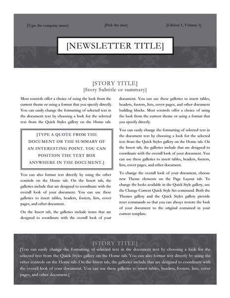 Newsletter (Black Tie) – MS Office Templates image - Black-Tie