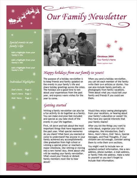 Holiday Newsletter (Santa’s Sleigh &amp; Reindeer) – MS Office Templates image - Xmas