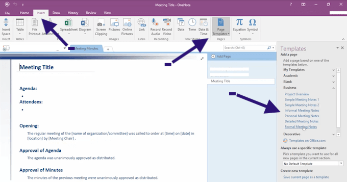 using onenote for meeting notes