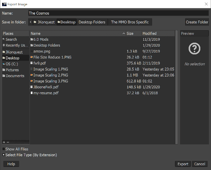 change file size of image gimp bytes