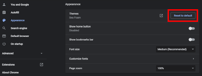 How To Change Your Chrome Theme image 21 - Reset-to-default