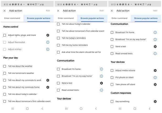 Creating Custom Google Assistant Routines image 2 - add-actions-to-routine-1