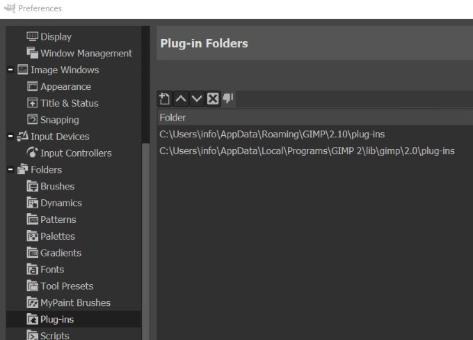 Installing GIMP Plugins Manually image - folders