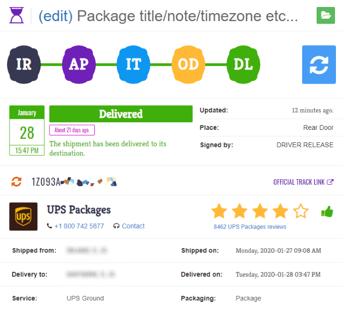 Перевод package delivered