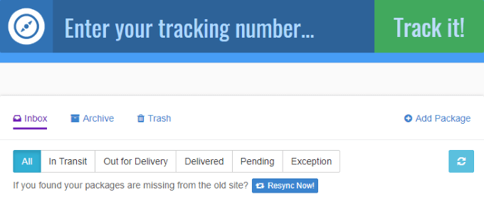 package tracking number