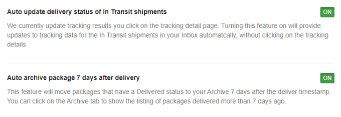 search package tracking number