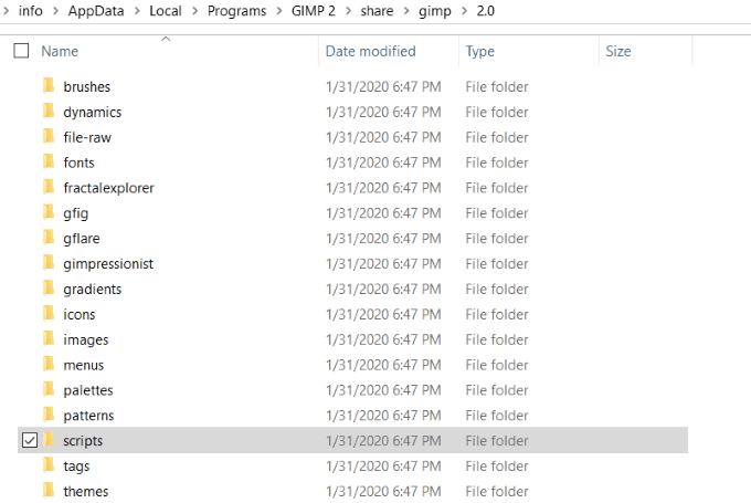 Installing GIMP Plugins Manually image 4 - scripts-folder