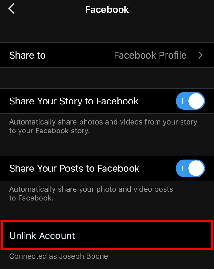 Link Instagram to Facebook image 10 - Unlink-Instagram-and-Facebook