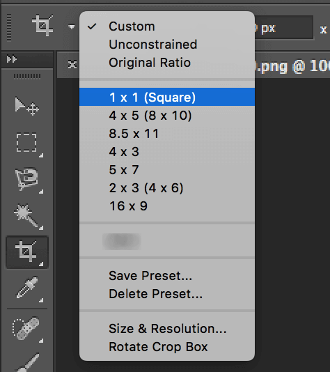 crop the same size for photoshop mac
