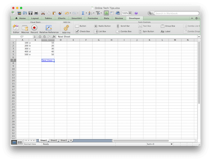 save one page of an excel worksheet and share for mac