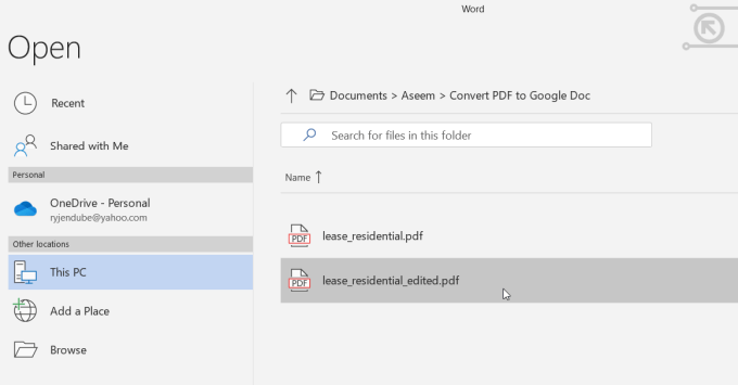 Convert a PDF To Google Doc <a href=