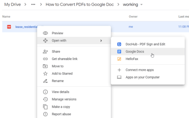 turn google doc into pdf