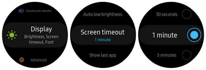 Extending Samsung Gear S3 Battery Life image - screen-timeout