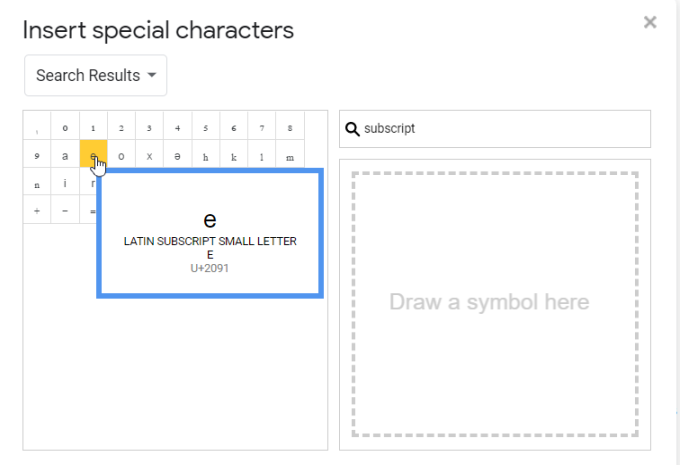 How To Subscript In Google Docs image 5 - special-characters-subscript