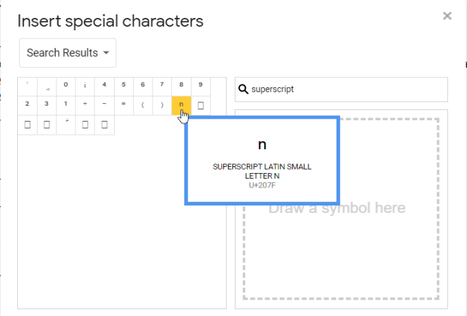 g docs superscript