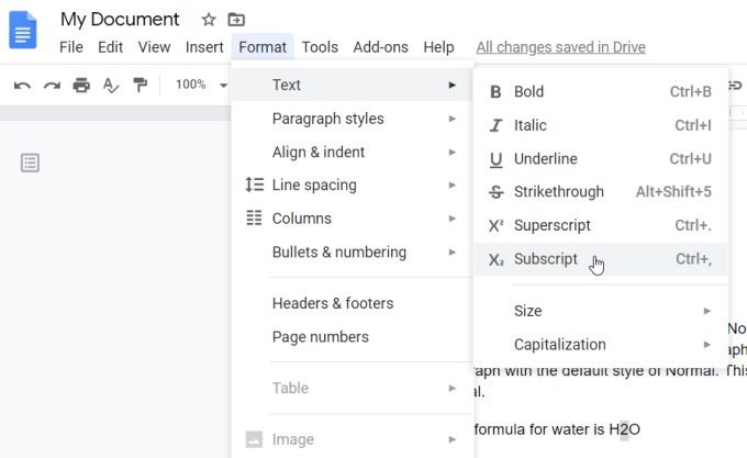 how to make a superscript google docs