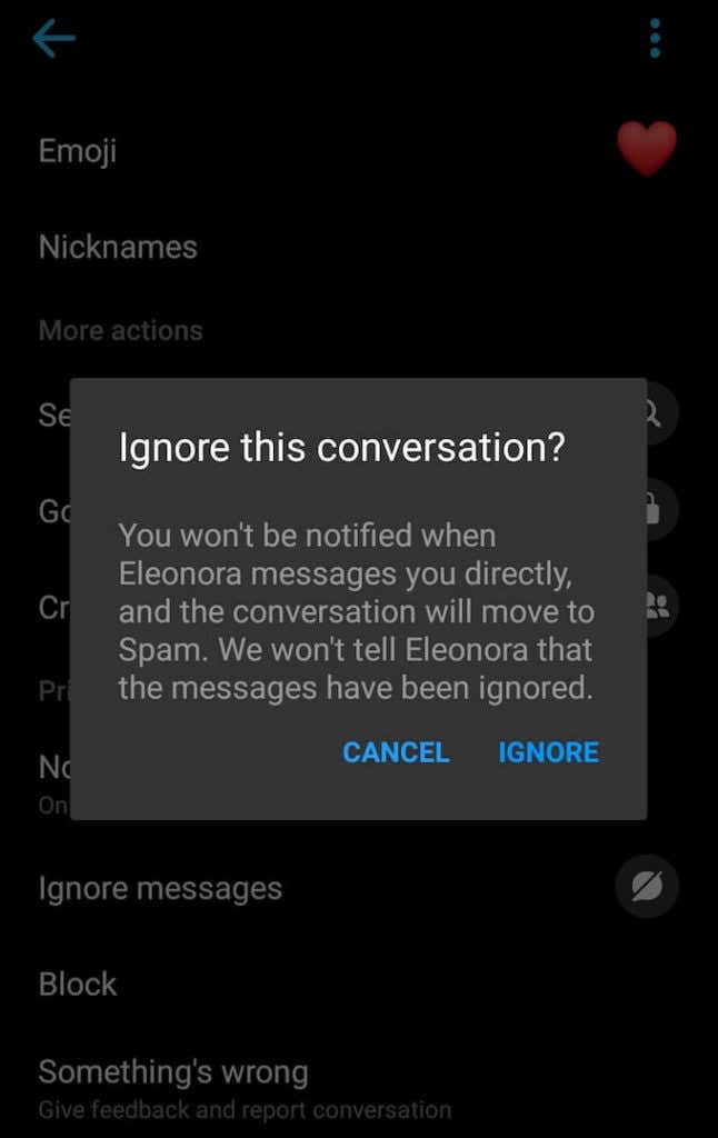 How To Mute Someone On Facebook Messenger image 2 - ignore-on-messenger