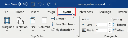 how to change orientation of one page in word online