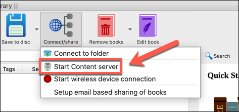 Creating a Network Shared Calibre eBook Library image - Calibre-Enable-Content-Server