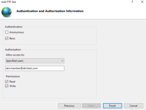 windows 10 ftp server will not recognize authentication