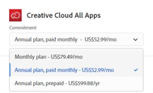 adobe creative cloud pricing student
