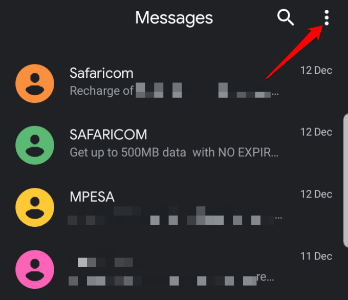 android messages dark theme