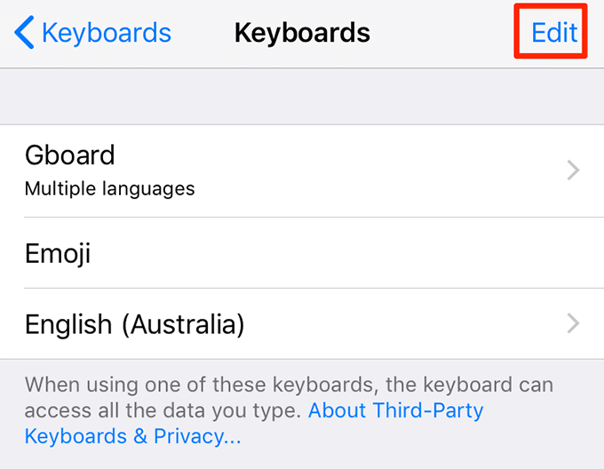 Fix Gboard Not Working On iOS (iPhone/iPad) image 10 - edit-keyboard