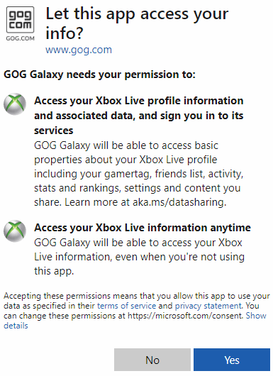 gog galaxy xbox