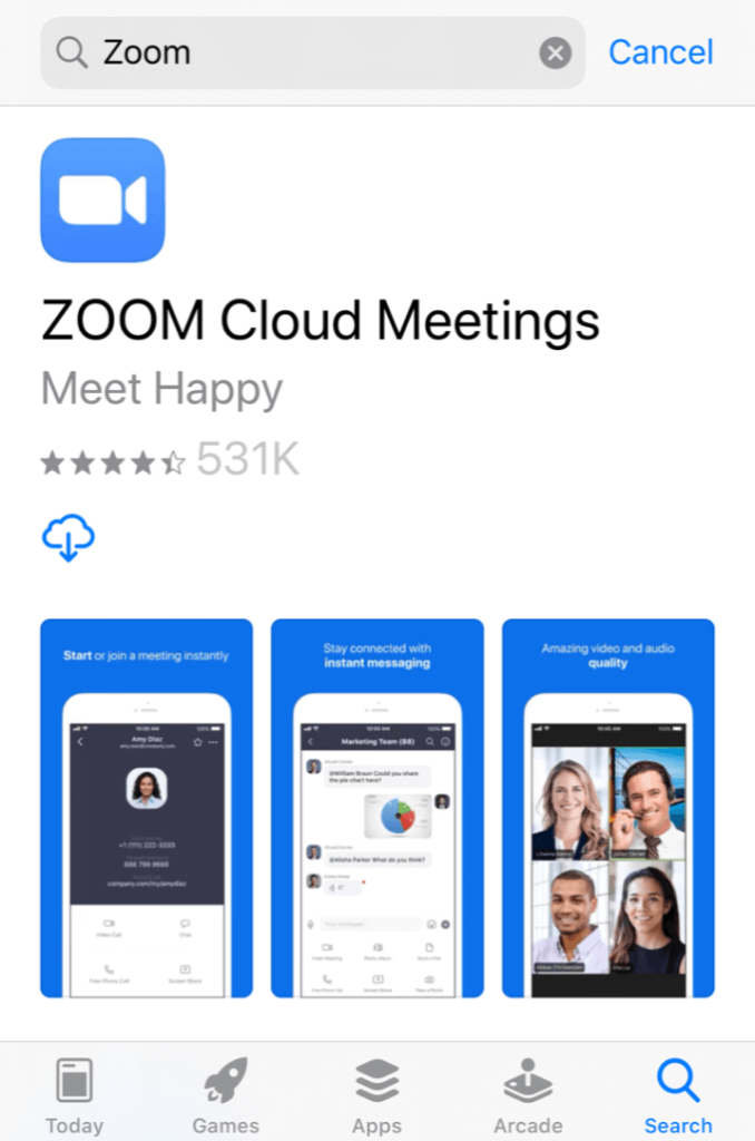 zoom cloud meeting app downloading