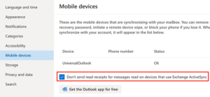 outlook turn off read receipts