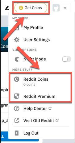 How to Purchase Reddit Premium And Reddit Coins image - Reddit-Menu