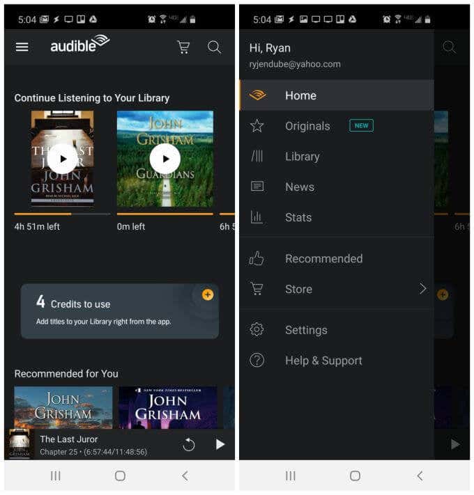 How Does Audible Work? image - audible-main-screens