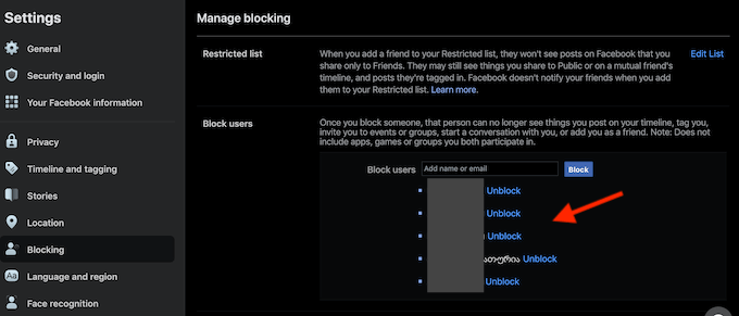 How To Block Someone On Facebook image 11 - blocking-list_fb