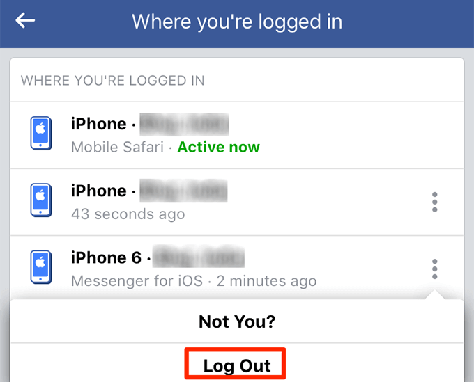 sign out of facebook messenger